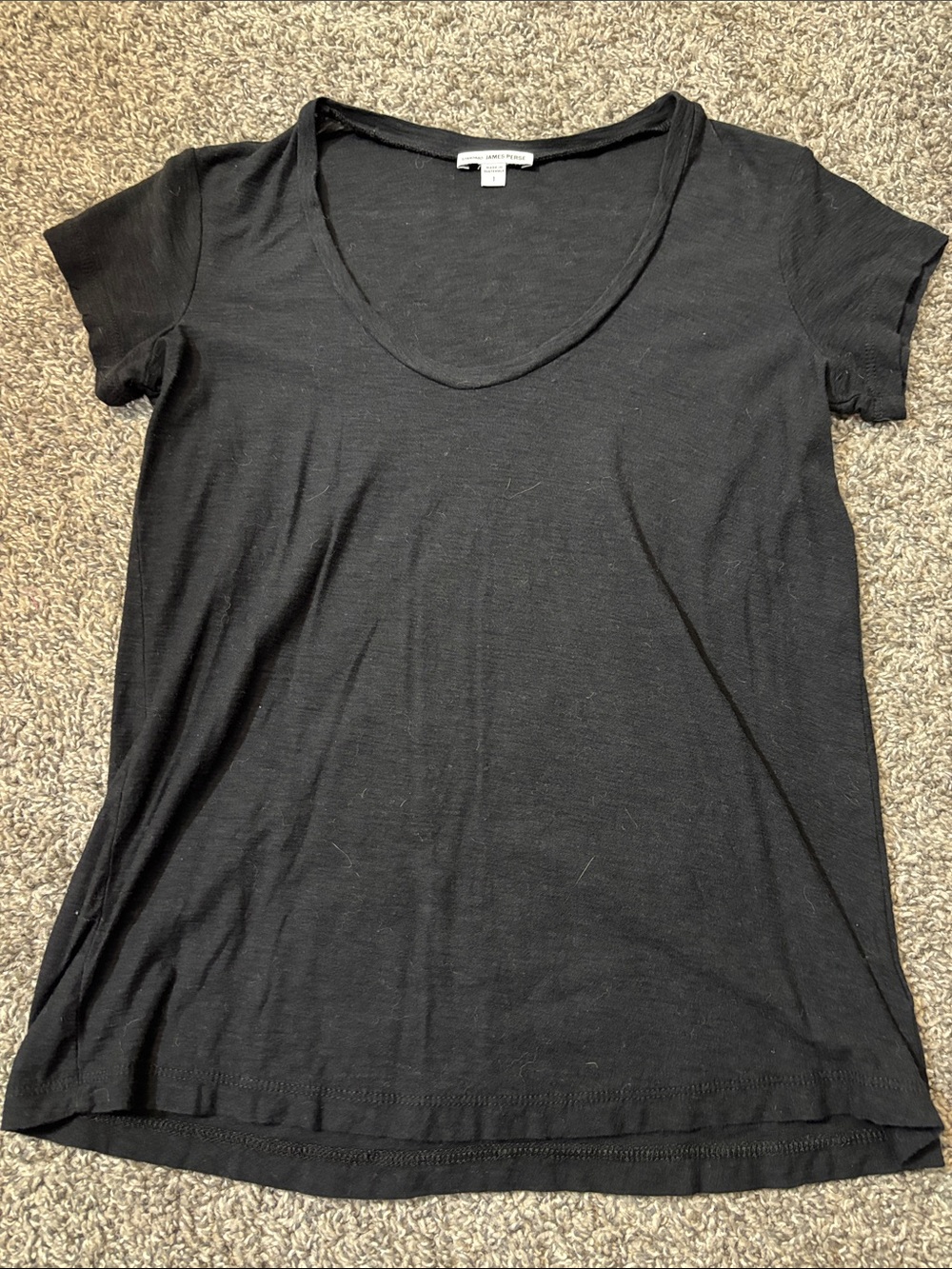 James Perse Black Scoop Neck Short Sleeve Tee